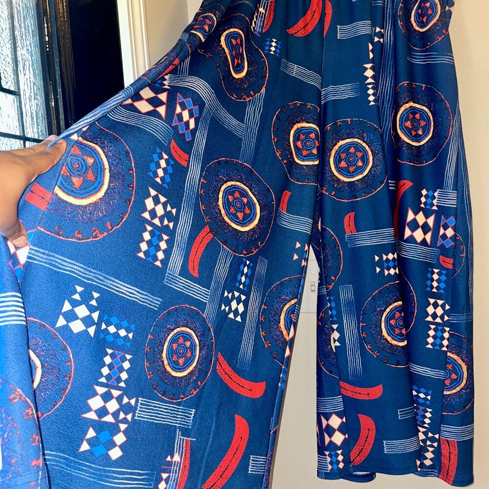 Plus Size Geo Print Wide Leg Pants